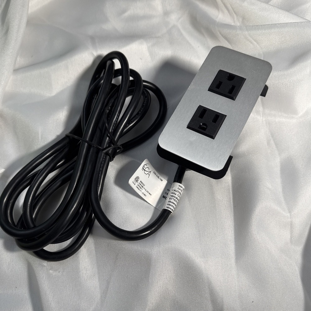 ECA COV-2-AL-108 Electric Cable Brushed Steel Two Outlet New 108' Cord